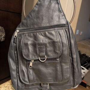 Stylish Black Leather Sling Bag Men Or Womens